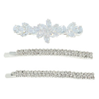 3-PIECE FLORAL CRYSTAL BRIDAL BOBBY PIN SET